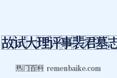 故试大理评事裴君墓志是什么意思的图片